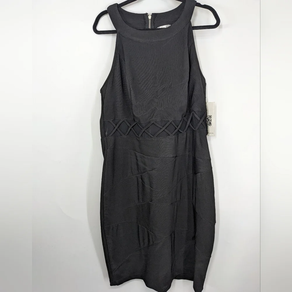 EMERALD SUNDAE Sleeveless Sheer Waist Panel Bodycon Dress